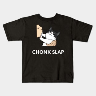 Black and White Cat, Chonk Slap Funny Design Kids T-Shirt